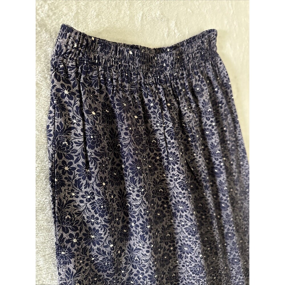 Blue White Floral Ditsy Print Wide Leg Palazzo Pants High Waist Size XS - Picture 6 of 15